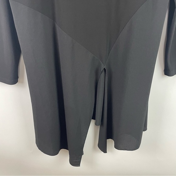 Sun Kim NWT Black Tunic Crepe Asymmetric Split Hem Knit Top/Sleeves Lagenlook L - Picture 11 of 16